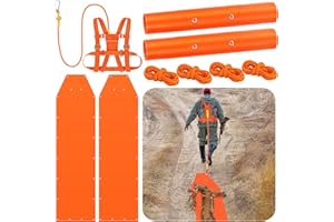 DaisyInner 2 Pcs Deer Drag Sled and Deer Drag Harness Hunting Sled with Ropes Hauling Ice Fishing Supplies Hunting Gear Accessories for Antelope Deer Elk Duck