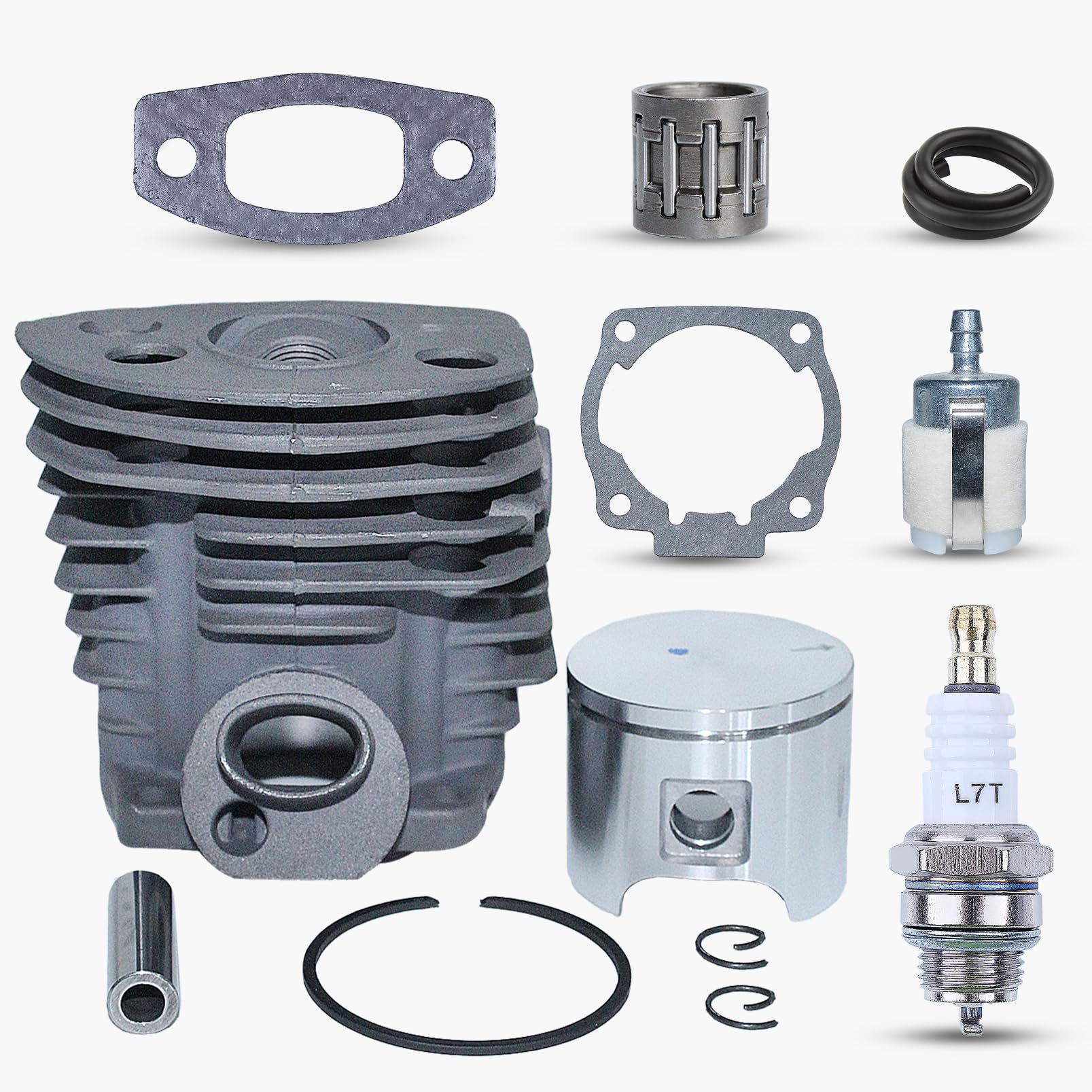 Haishine Nikasil Plated Cylinder Piston Bearing Kit for Husqvarna 51 55 Rancher (46mm) Chainsaw Fuel Filter Line Gasket 503 16 91-71