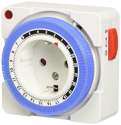Arendo – 24h mechanische Zeitschaltuhr | 24 Hours Plug in Timer| 96 Schaltsegmente | Schieberegler für Zeitangabe | Status-An