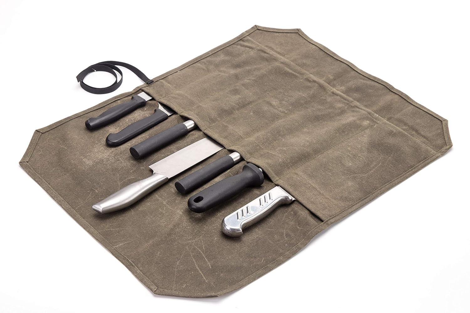 Qchengsan Heavy Duty 12OZ Waxed Canvas Chef Bag Knife Storage Roll Bag