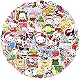50pcs Kawaii Sanrio Christmas Stickers for Kids, Cute Anime Hellokitty My Melody Kuromi Waterproof Vinyl Decal for Teen Girl Notebook Laptop, Water Bottle, Guitar, Travel Case, Phone, Bike