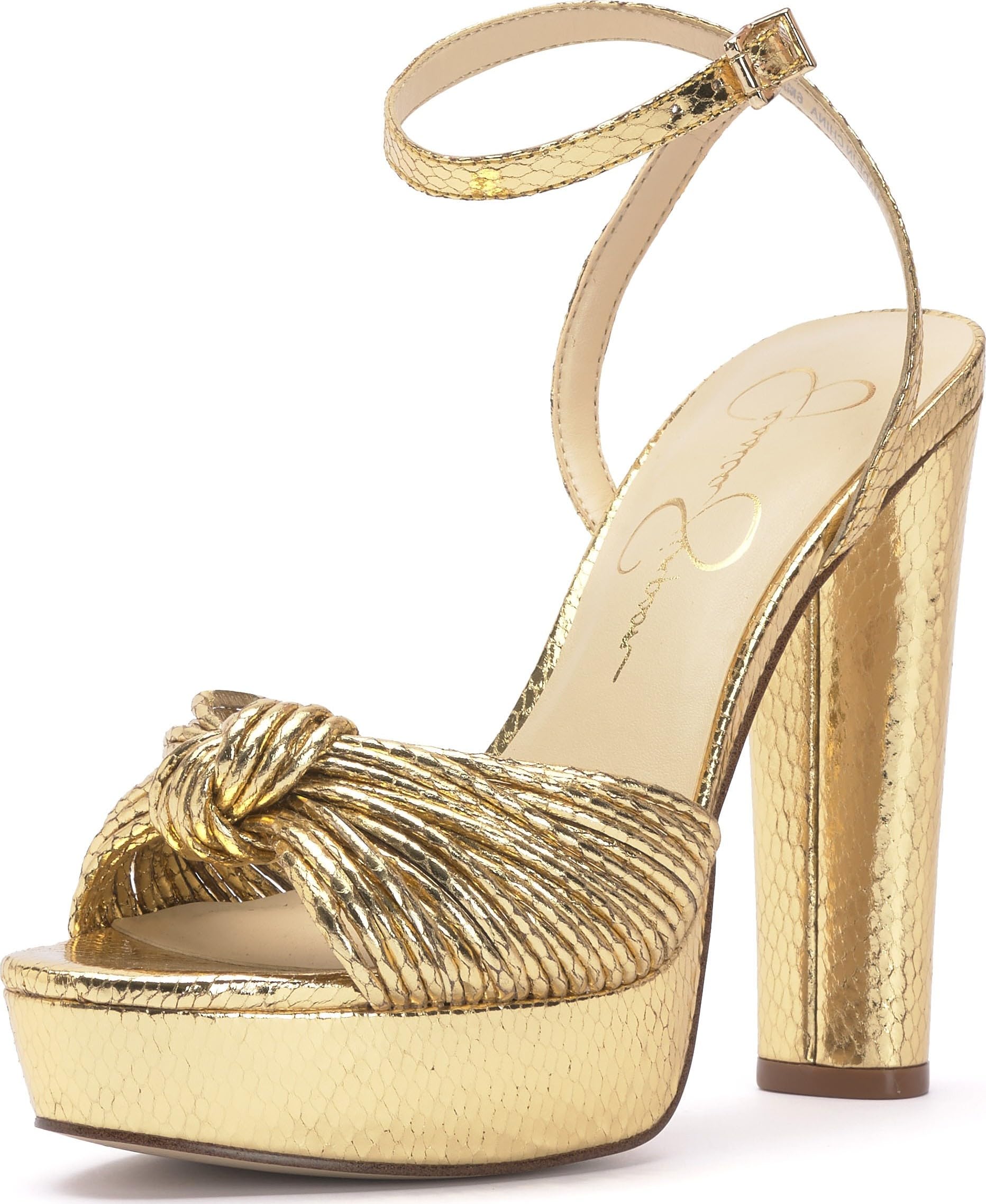 Jessica Simpson Womens Immie Platform Sandal with Ankle Strap, Gold, 7.5 Image