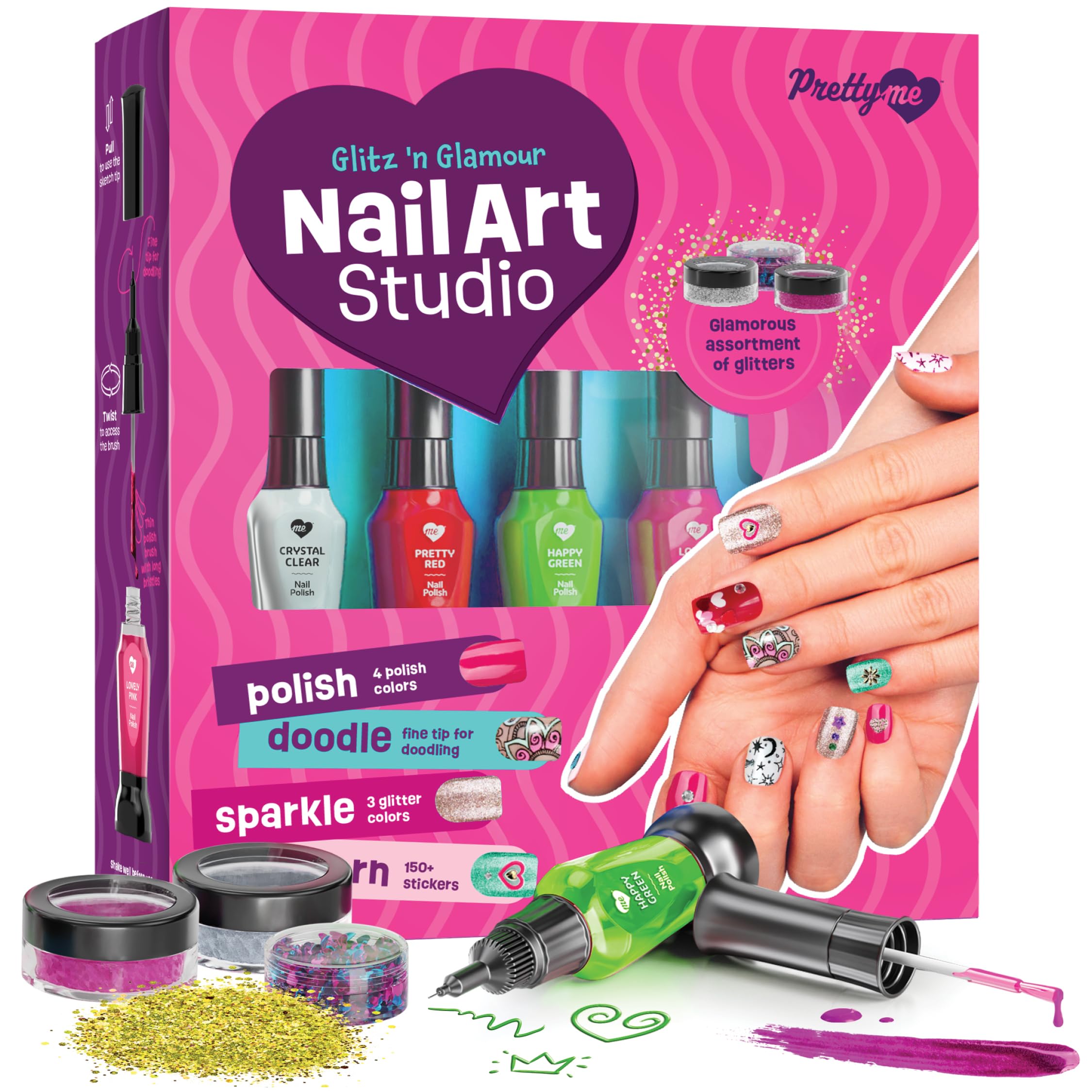 Photo 1 of Nail Art Studio for Girls - Birthday Gift - Nail Polish Kit for Kids Ages 7-12 Years Old - Girl Gifts Ideas - Gift Set - Girly Stuff - Polish, Pens, Glitter, Stickers, Gems, Filer - 8 9 10 11 12 Year