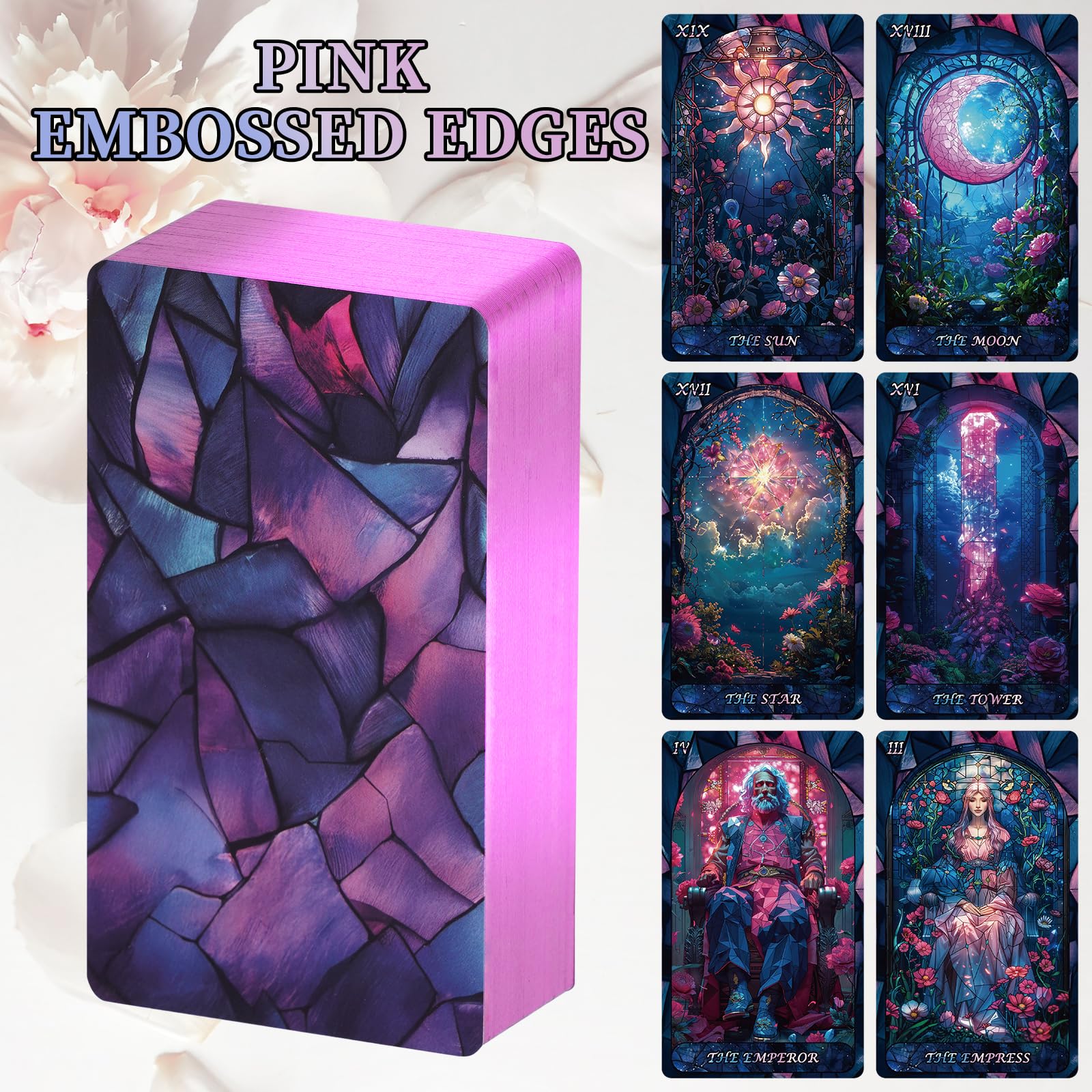 Love Tarot Cards with Guide Book for Beginners Original Unique New Pink Tarot Oracle Deck with Pretty Gold Foil Edge Guided Loving Meanings for Beginners