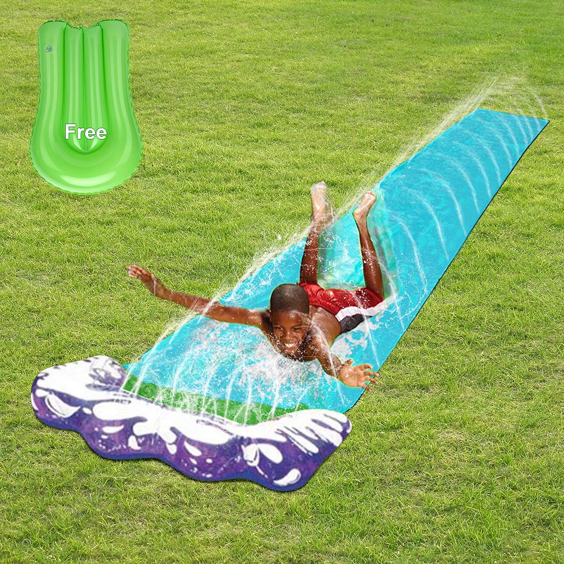 peinat Slip and Slides for Kids, 15.74ft Individual Water Slides for Backyard Water Slide Lawn Water Fun Slip n Slide for Adults and Kids Water Games Toys Inflatable Waterslides with Slide Boogies