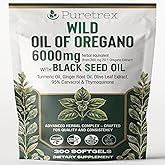 PURETREX Wild Oil of Oregano 6000mg with Black Seed, Turmeric & Ginger – 300 Softgels | 95% Carvacrol & Thymoquinone | Immune, Gut & Respiratory Support | High-Potency Herbal Complex – Vegan & Non-GMO