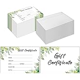 Set of 50 Blank Gift Certificates for Business with Envelopes, Custom Gift Cards for Spa, Salon, Restaurants, 4 x 6 Inch