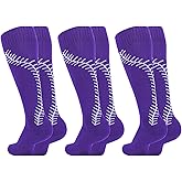 American Trends Girls Softball Socks with Stitches 3 Pairs Youth Athletic Socks for Soccer, Baseball, Softball, Football
