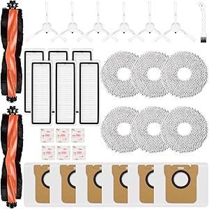 Bpbdzz 33-teiliges Zubehör für Xiaomi X20+/X10+/X10 PLUS/X20 Plus& für Dreame L10s Ultra Gen 2 | L10s Pro Ultra | 2 Hauptbürsten, 6 Staubbeutel, 6 Wischpad, 6 Seitenbürsten, 6 Filter
