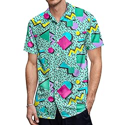 HUGLAZY 80s 90s Hawaiian Shirt for Men Retro Big