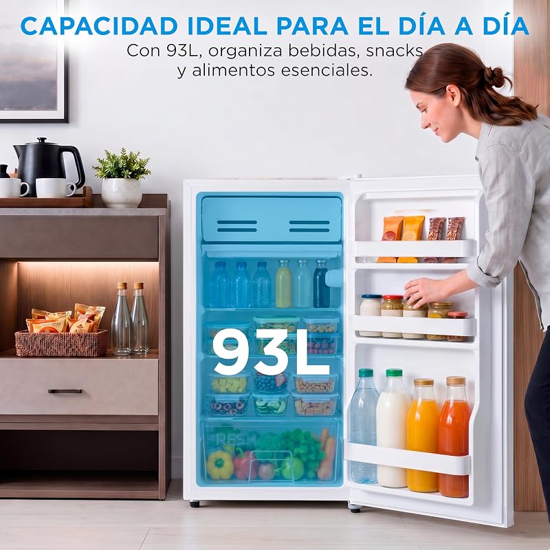 Frigorífico Pequeno 93 L | 84 cm x 54 cm | Silêncio 39 dB | Baixo Consumo
