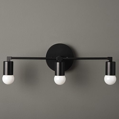 Bathroom 3 Light Vanity Sconce Matte Black Mid Century