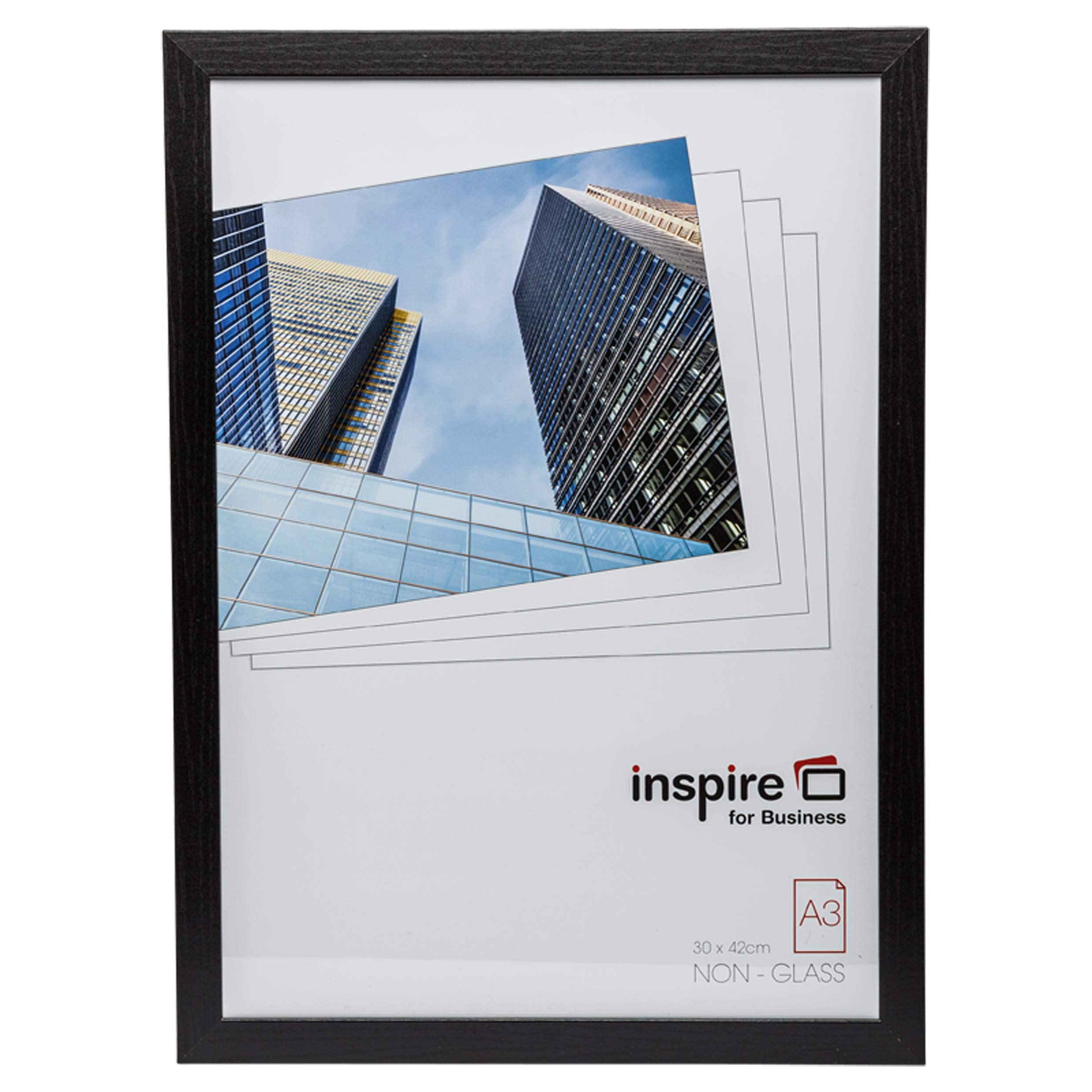 Hampton Frames | SORBONNE Photo Frame | A3 (30 x 42 cm), Black, Wood Effect, Plywood | Glass Acrylicglas Front, Fixing Clips, Portrait or Landscape Display | For Certificates & Photos
