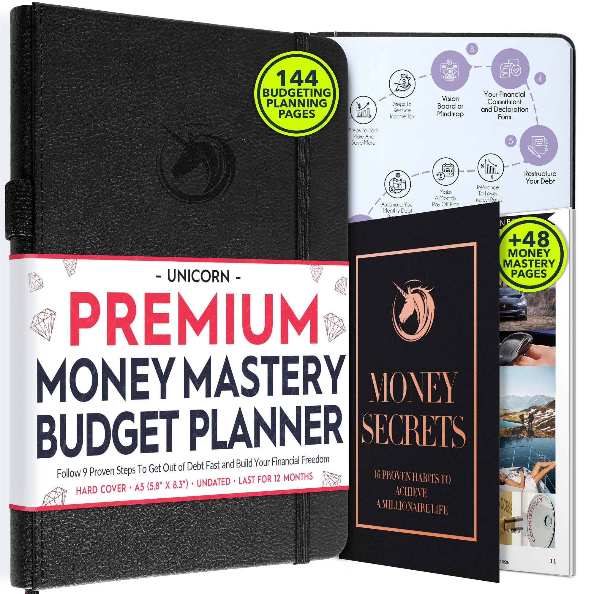 Financial Planner - Monthly Budget Planner & Monthly Bill Organizer | A 12-Month Journey to Financial Freedom | Bill Payment Tracker Organizer, Debt, Expense Tracker & Money Saving with Pockets