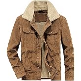 Momooda Men's Corduroy Jacket Warm Sherpa Lined Trucker Jacket Button Down Winter Coat