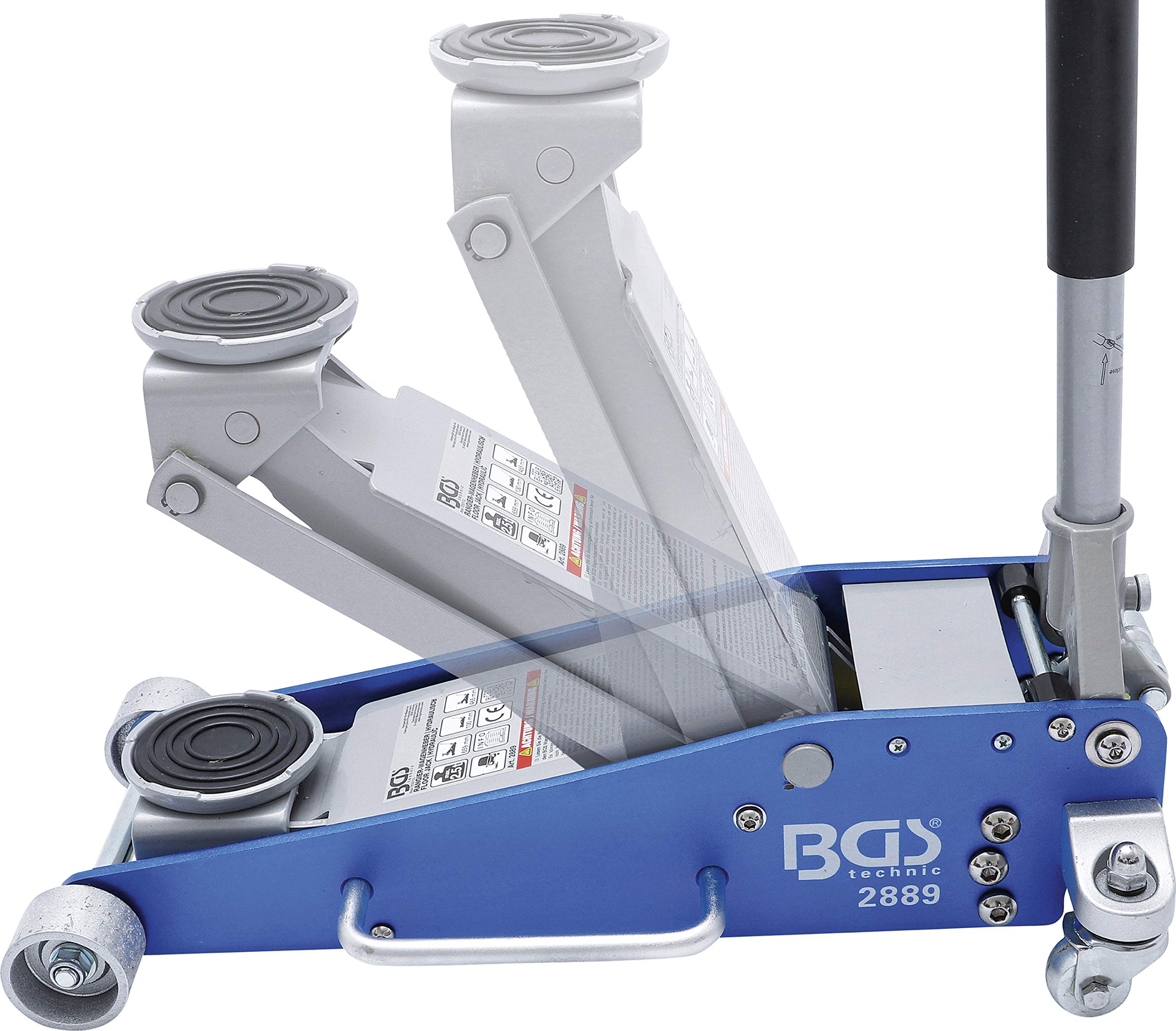 BGS 2889 | Rangier-Wagenheber | 2,5 t | hydraulisch | Hubhöhe 100-460 mm | Aluminium-Stahl-Konstruktion | Hydraulik mit Doppelhubkolben 3