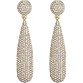 EVER FAITH Rhinestone Statement Earrings Round Crystal Chandelier Dangle Drop Pierced Earring for Women Formal Wedding Bridal Prom