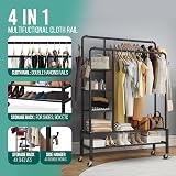 Klass Home Collection Heavy Duty Clothes Rail 120KG Black Metal Rack view 3