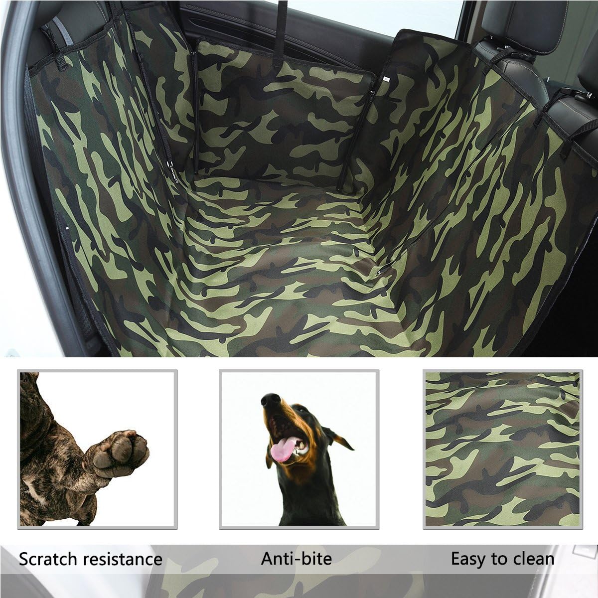 PETCUTE Luxury Dog Car Seat Cover Pets Hammock Cover Cat Waterproof Durable Backseat Double Cover with Side Flaps Camouflage - Image 5