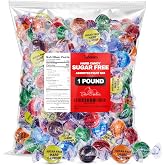 Sugar Free Hard Candy Assortment - 1 Pound Approx. 75 Individually Wrapped Fruity Flavored Holiday Sugar-Free Candy Discs Variety Bag For Snacks &amp; Treats - Taboom