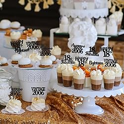 Gyufise 30Pcs Vintage 2006 Cupcake Toppers Glitter