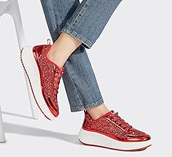LUCKY STEP Women's Platform Sneakers Rhinestone