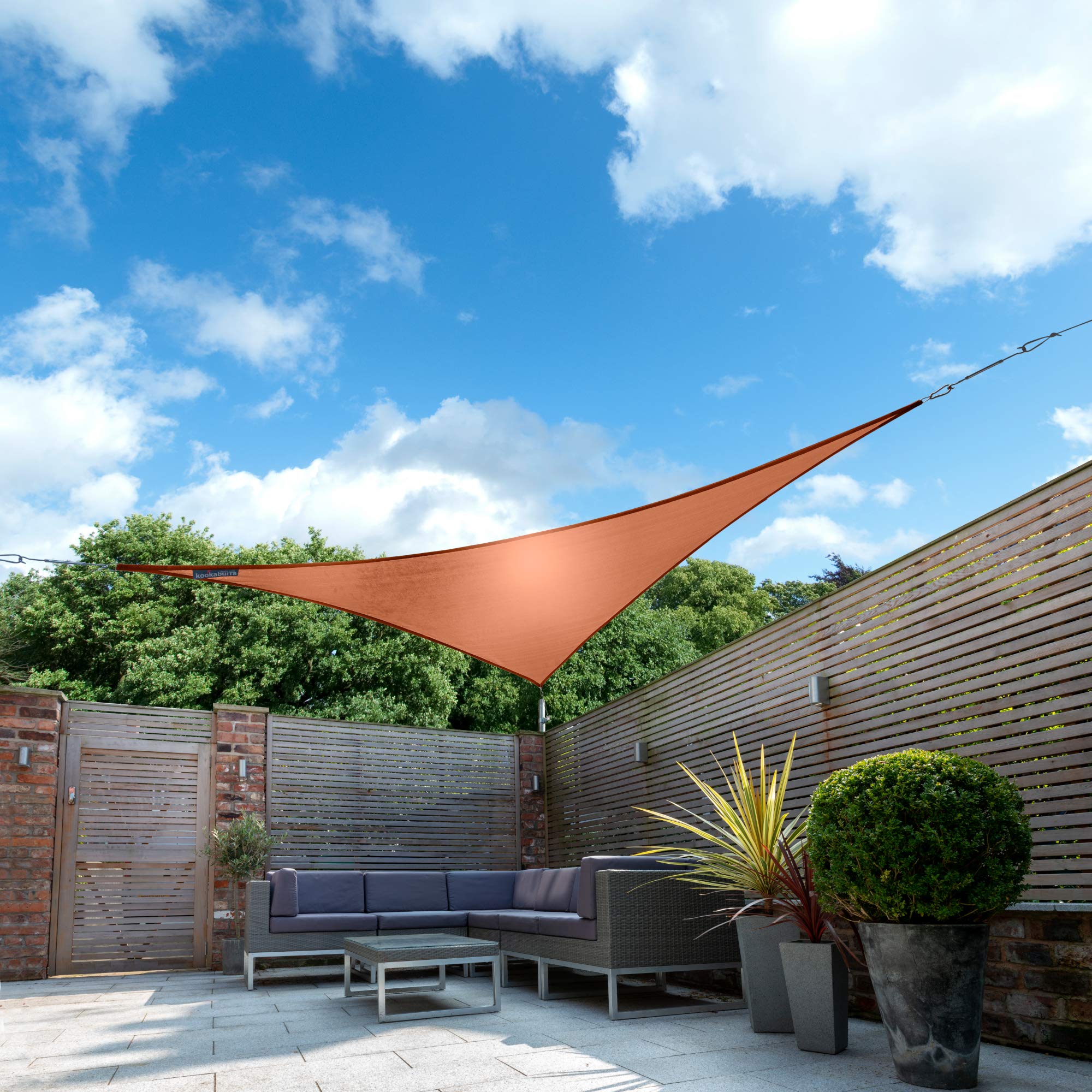 Kookaburra Waterproof Garden Sun Shade Sail Canopy in Terracotta 98% UV Block (2m Triangle)