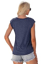 AUSELILY Womens Cap Sleeve T-Shirt Casual Loose Fit