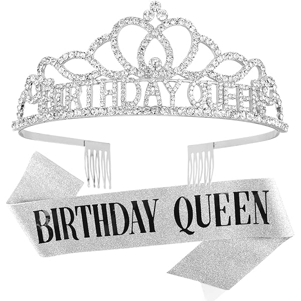 Kit De Tiara De Cumpleaños Queen Y Diamantes De Imitación, Banda Negra
