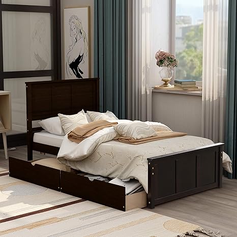 Beds Frames Bases No Box Spring Needed Platform Bed With Headboard And Wood Slat Support Merax Twin Bed Frame Bed Frames