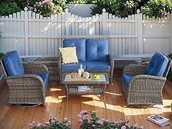 HUMMUH Outdoor Loveseat Sofa 2-Seat PE Wicker