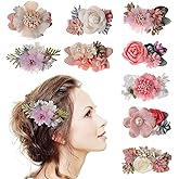 9Pcs Flower Hair Clips Artificial Rose Hair Barrettes Floral Wedding Beach Party Decor Hair Accessories for Women Girls