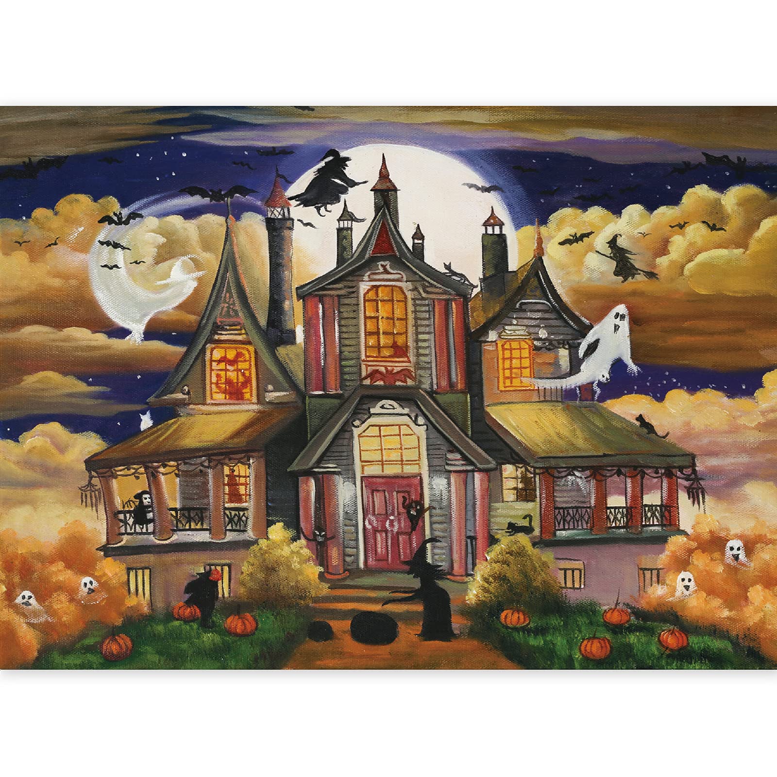 Photo 1 of Halloween Puzzles 500 Pieces for Adults, Ghost Castle Haunted Puzzles Halloween Decoration for Family Party Holiday for Puzzle Lovers 20"x14"