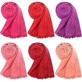 Geyoga 6 Pcs Women Scarf Shawl Hijab Scarfs Cotton Blend Shawl Crinkle Wrap Head for Seasons