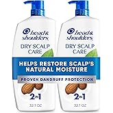 Head & Shoulders Anti-Dandruff Shampoo and Conditioner, Dry Scalp Care 2-in-1 Twin Pack, 1% Pyrithione Zinc and Almond Oil, for Itch and Dryness Relief, 32.1 fl oz Each