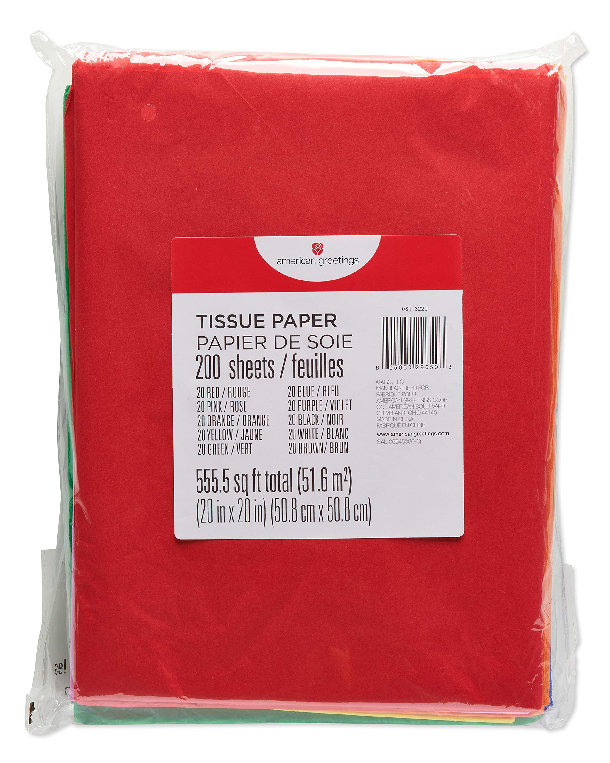 American Greetings 200 Sheets 20 in. x 20 in. Rainbow Tissue Paper Bulk for All Occasions