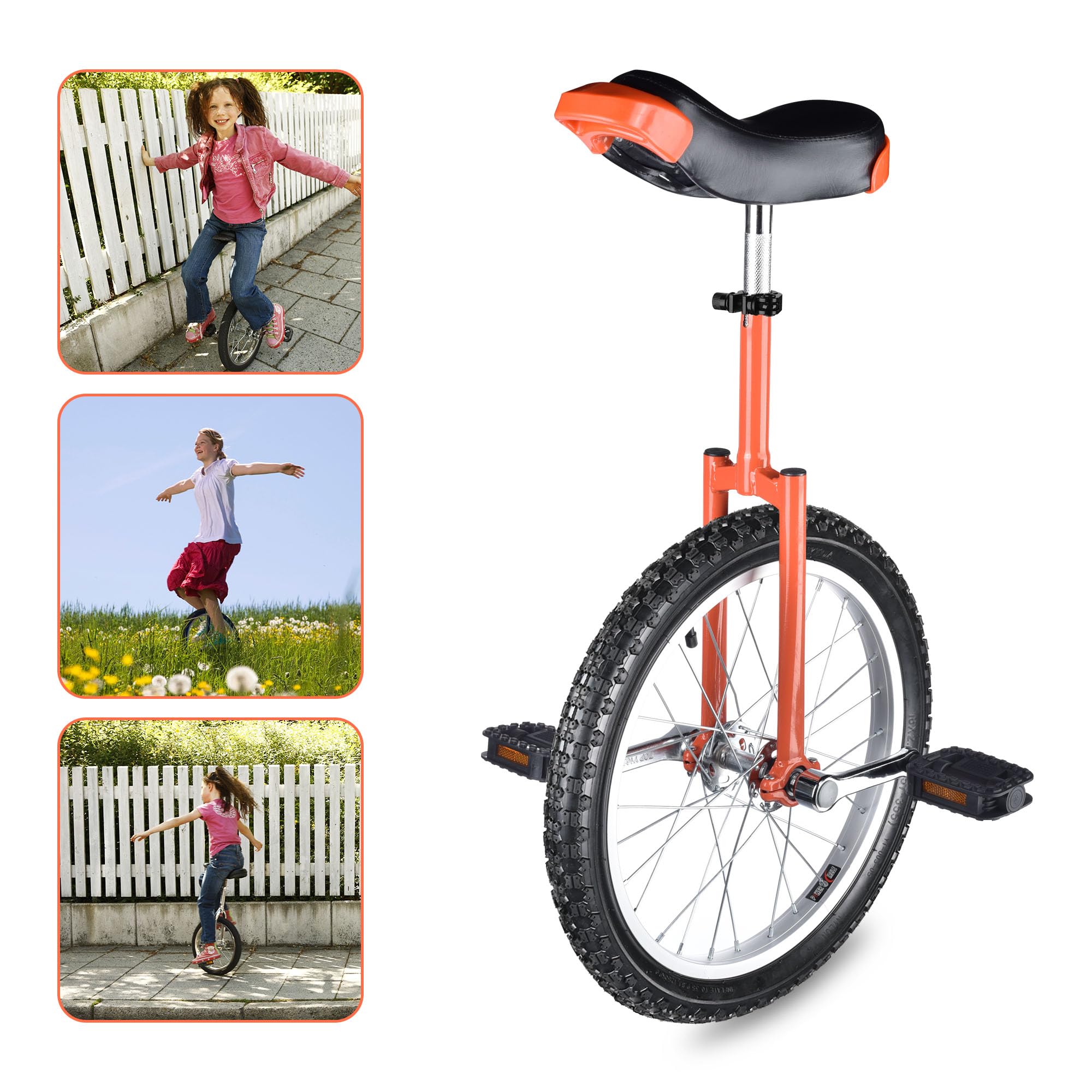 AW 16/18/20/24 Inch Wheel Outdoor Unicycle Adjustable Seat Exercise Bicycle Fit Adults Kids Outdoor Sports Fitness Exercise, for Choice