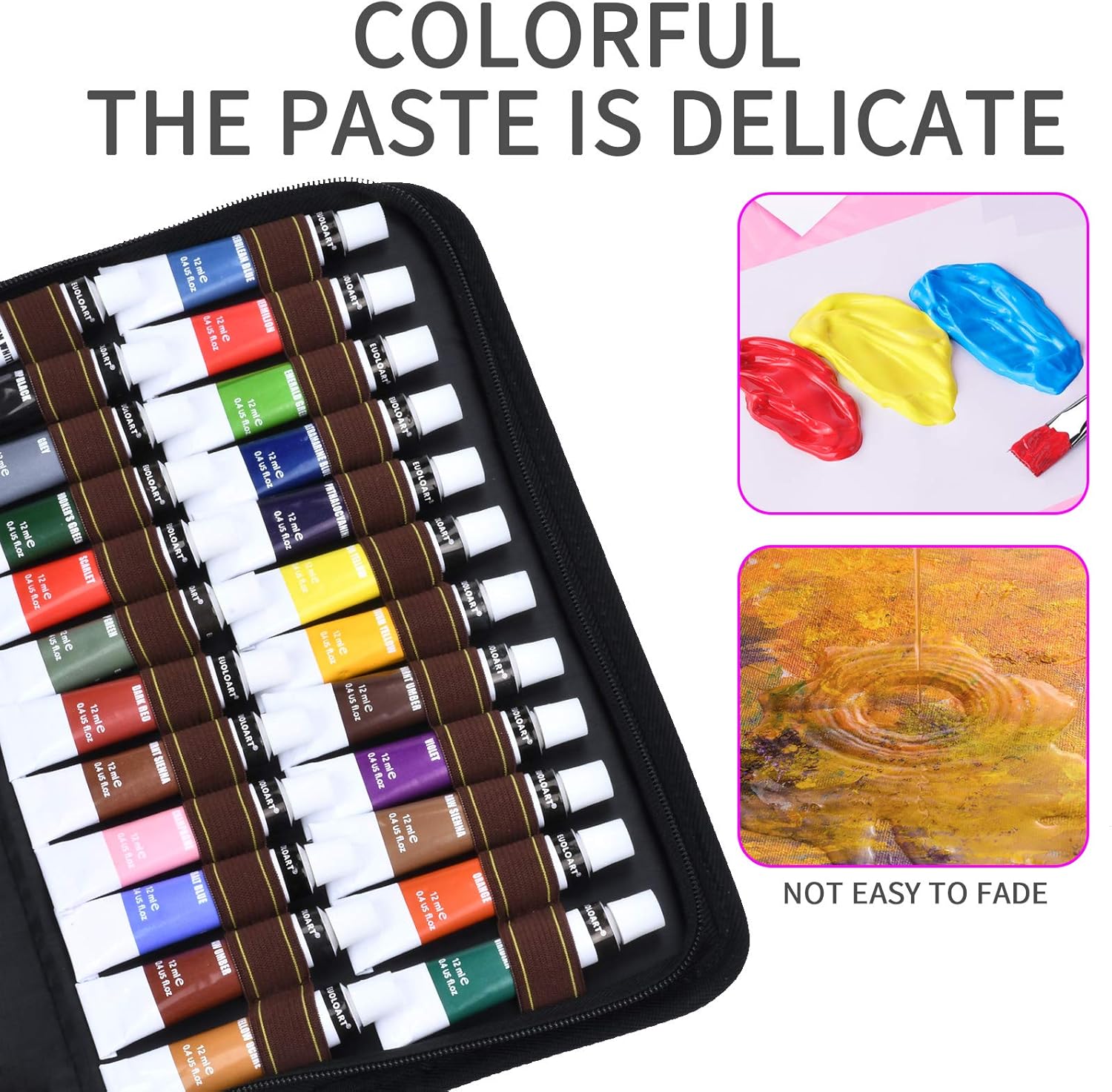 Acrylic Paint Brush Set with 24 Rich Pigments, 15 Paintbrushes, Palette & Carrying Case, Perfect for Acrylic, Oil, Watercolor etc - Ideal Gift for Artists, Adults and Kids