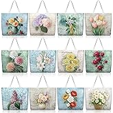 Bencailor 12 Pcs Spring Canvas Tote Bags Bulk Reusable Aesthetic Flower Butterfly Party Gift Bags for Women Shopping Grocery