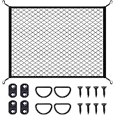 JINGKE Elastic Cargo Net with Fixing Hooks D-Rings Luggage Cover for SUV Rear Trunk Bed Netting Cover ，Net Stretchable Mesh Organizer 32" x 24" Stretch to 63"x43"