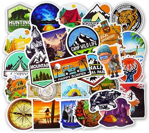 Amazon Y Space ステッカー50枚セット スーツケース 荷物 バンパー ルラップトップ 子供 車 オートバイ 自転車 スノーボード スケートボード ヘルメット 防水シール デカール アウトドアアドベンチャー シール ステッカー おもちゃ