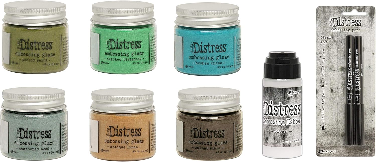 Tim Holtz Distress Embossing Glaze Cool Tones Bundle 6