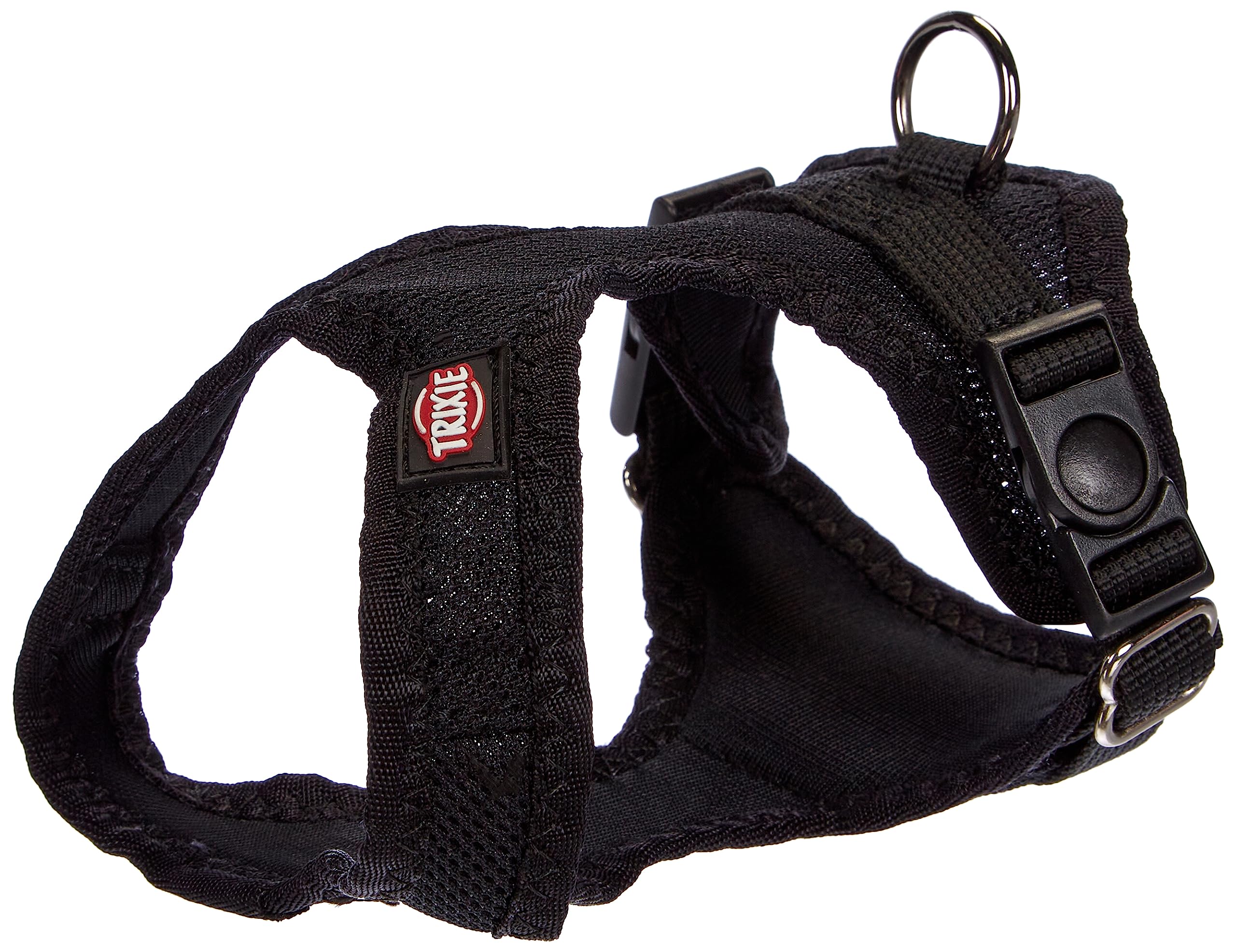 TRIXIE soft touring harness size XXS-XS: chest circumference 9.8–13.8 inches/0.6 inches in black – padded dog harness for jogging with infinitely adjustable belly strap for very small dogs, 16241