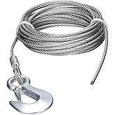 Seachoice Steel Winch Cable w/Safety Hook, 3/16 in. X 25 Ft., 4,000-Lb. Tensile Strength