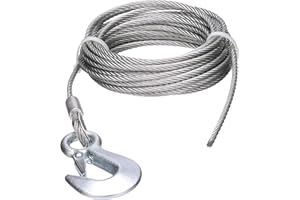Seachoice Steel Winch Cable w/Safety Hook, 3/16 in. X 25 Ft., 4,000-Lb. Tensile Strength