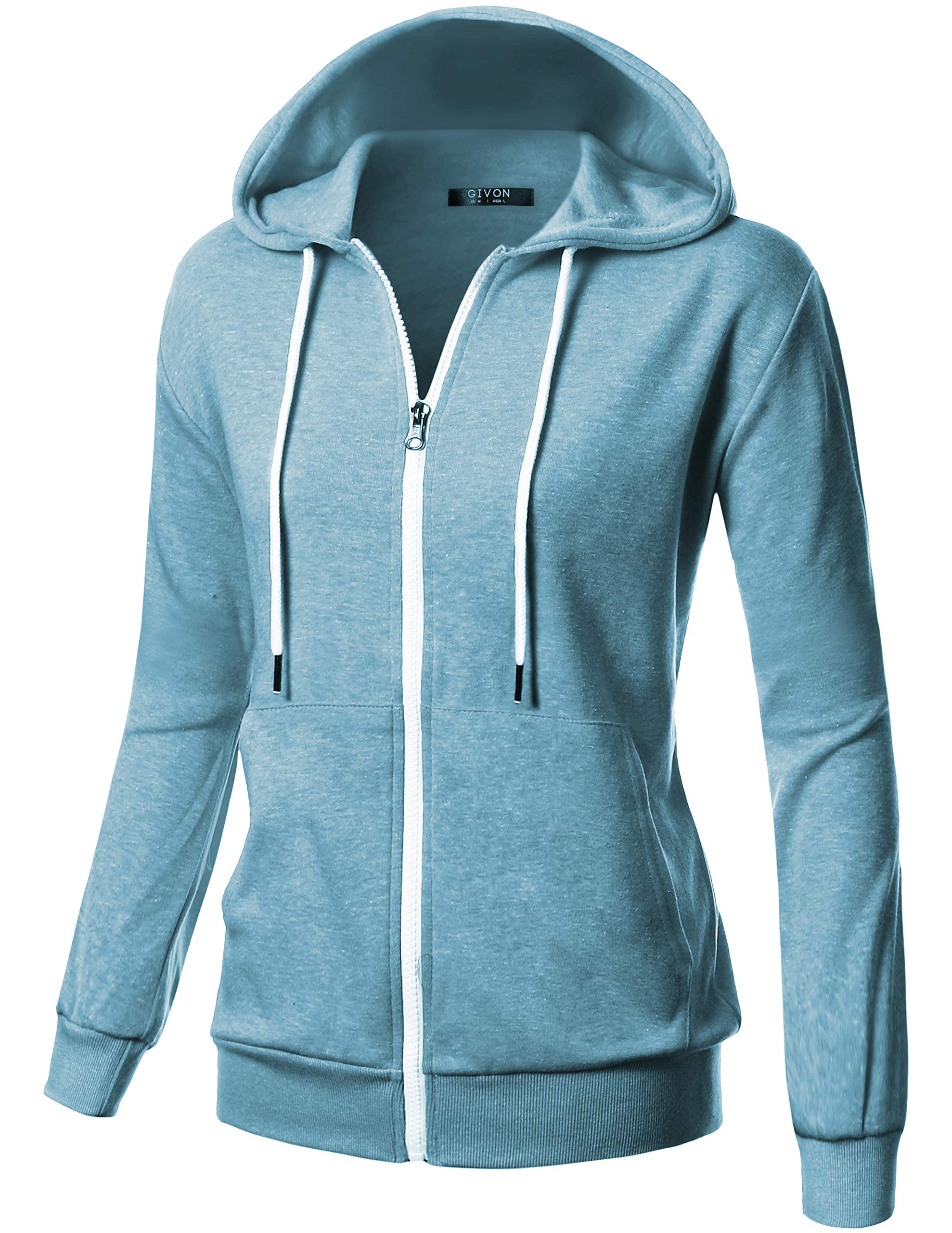 GIVON Womens Comfortable Long Sleeve Lightweight Zip-up Hoodie with ...