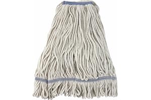 Winco Poly-Cotton Blend Commercial Mop Head, Looped End, 32 Ounce, White