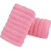 Jacquotha 2-Pack Hand Towels for Bathroom (Pink) Ribbed – Valentines Cotton Face Towel for Women Girls, 13” x 29”, Soft and Quick Drying 480 GSM