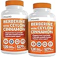 21-in-1 Berberine Supplement with Ceylon Cinnamon - Berberine 1500mg with Chromium, Bitter Melon and Green Tea Extract - Berberine 5X for Energy & Metabolism Support with 5279 mg (120ct, Pack of 2)