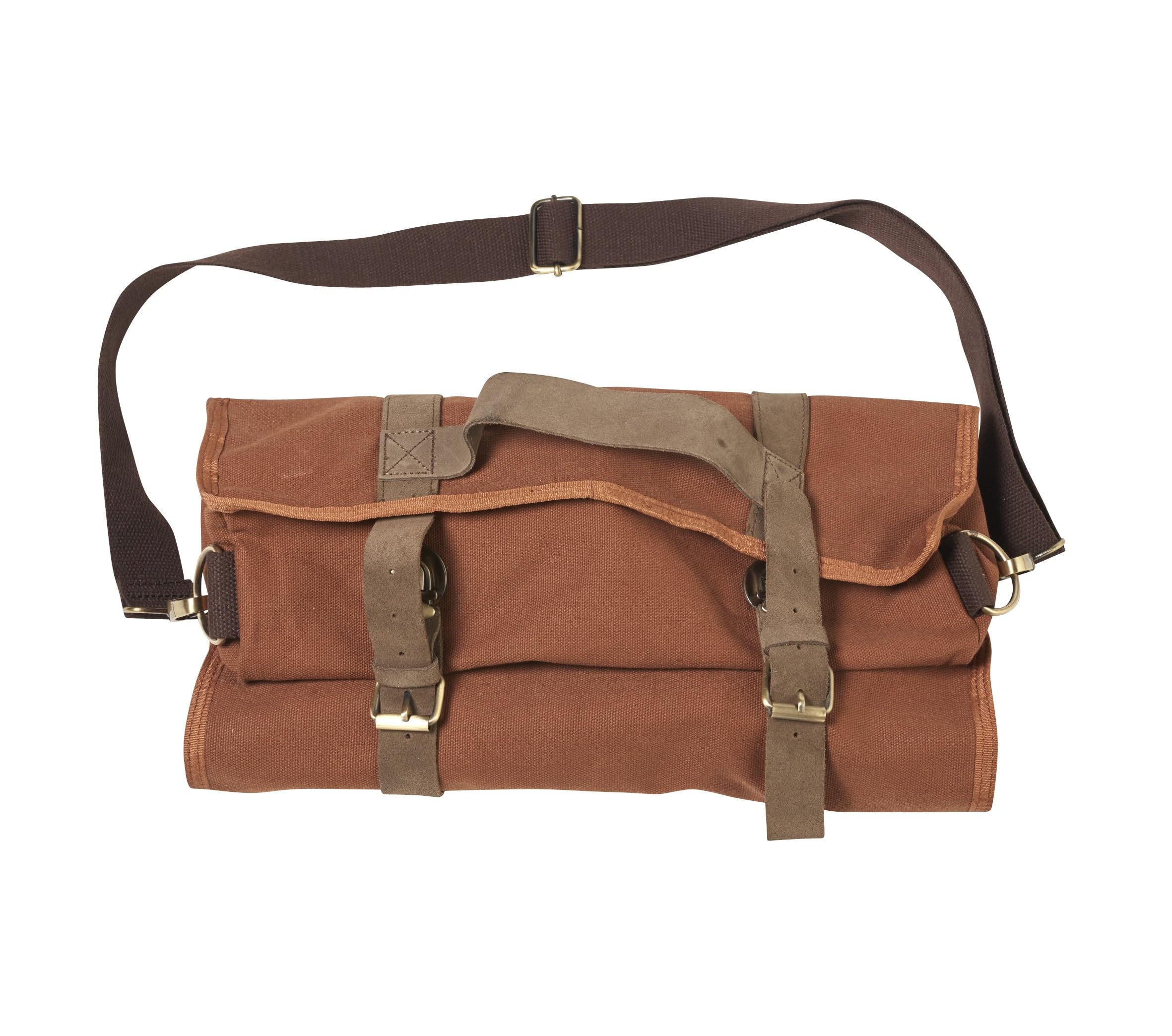 Mixology Bartender Bag Canvas Storage Bag for Bar Equipment, Empty Case without Accessories, Portable Cocktail Travel Kit Set, Mixology Multiple Compartments (Brown)